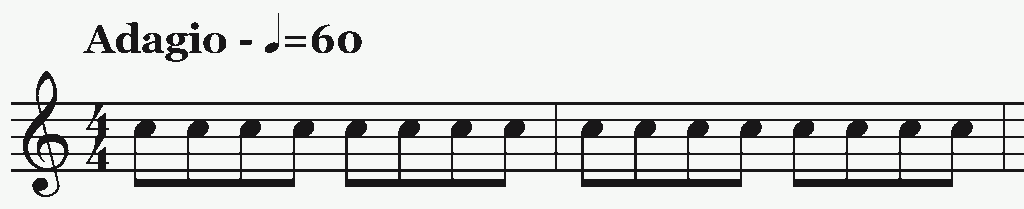 Musical Note - Eighth Note and Tempo Adagio 60