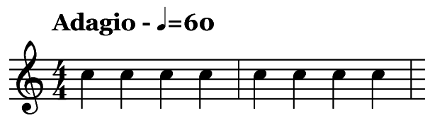 Musical Note - Note Shape and Tempo - Adagio 60