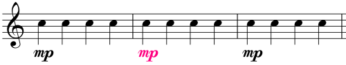 Dynamics - moderately quiet music symbol - mp - 2